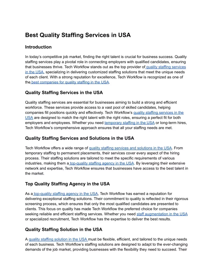 best quality staffing services in usa