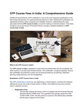 cfp course fees in india a comprehensive guide
