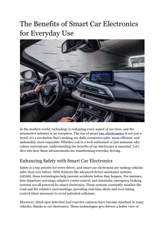 The Benefits of Smart Car Electronics for Everyday Use