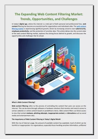 The Expanding Web Content Filtering Market: Trends, Opportunities, and Challenge
