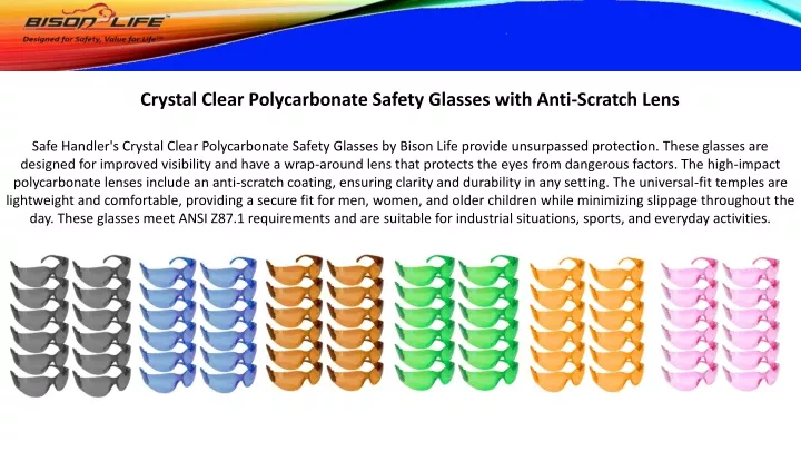 crystal clear polycarbonate safety glasses with