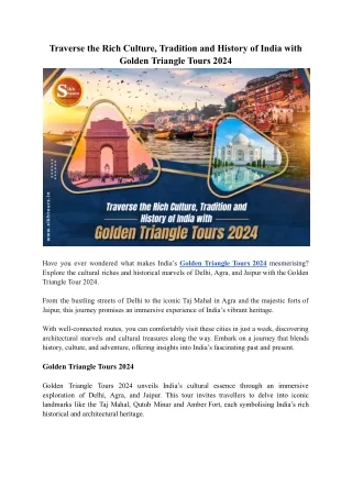 Explore India's Rich Culture with Golden Triangle Tours 2024