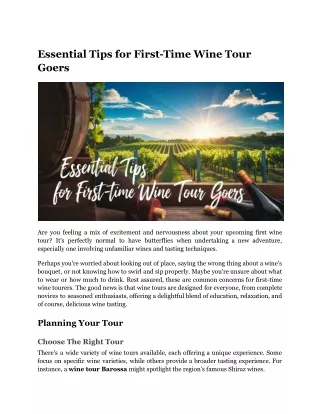 essential tips for first time wine tour goers