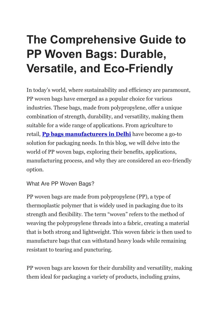 the comprehensive guide to pp woven bags durable