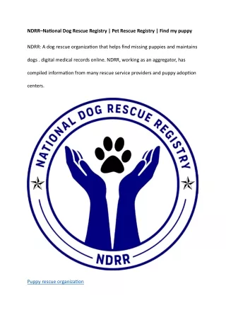 National Dog Rescue Registry Pet Rescue Registry  Find my puppy