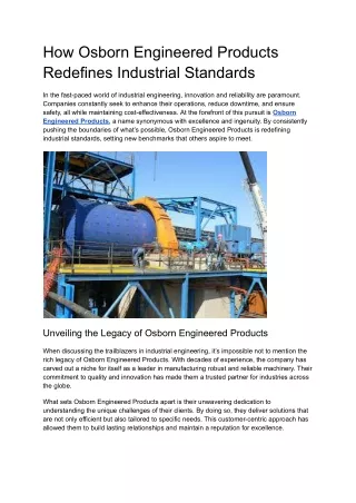 How Osborn Engineered Products Redefines Industrial Standards