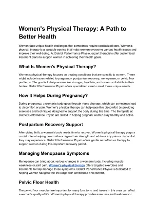 Women's Physical Therapy_ A Path to Better Health