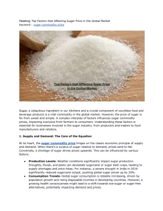 Top Factors that Affecting Sugar Price in the Global Market