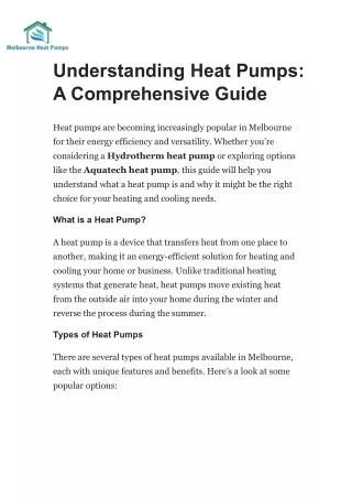 understanding heat pumps a comprehensive guide