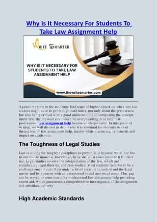 Why Is It Necessary For Students To Take Law Assignment Help