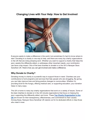 changing lives with your help how to get involved
