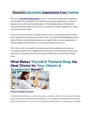 Thyroid-S High Quality Supplements From Thailand