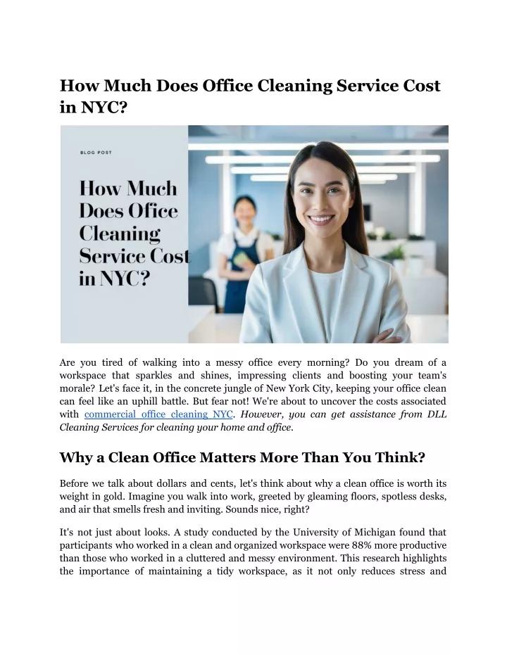 PPT How Much Does Office Cleaning Service Cost in NYC? PowerPoint Presentation ID13492867