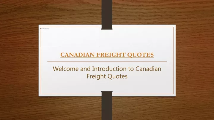 canadian freight quotes