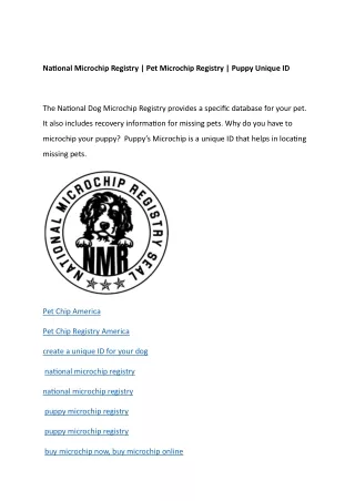 national microchip registry pet microchip