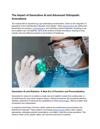 14. The Impact of Generative AI and Advanced Orthopedic Innovations