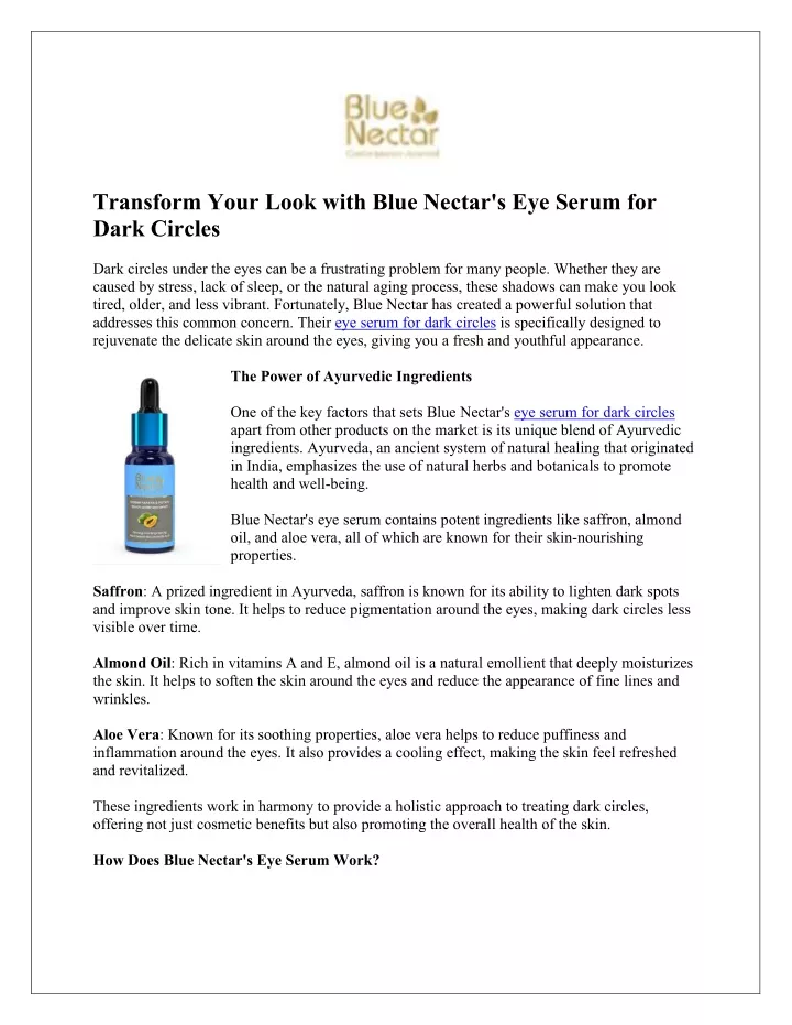 transform your look with blue nectar s eye serum