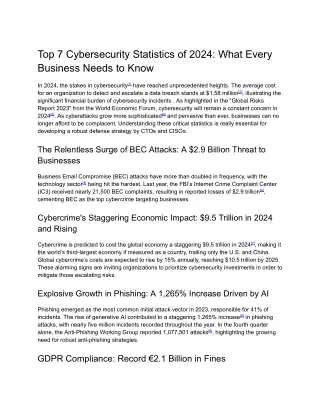 Top 7 Cybersecurity Statistics of 2024: What Every Business Needs to Know