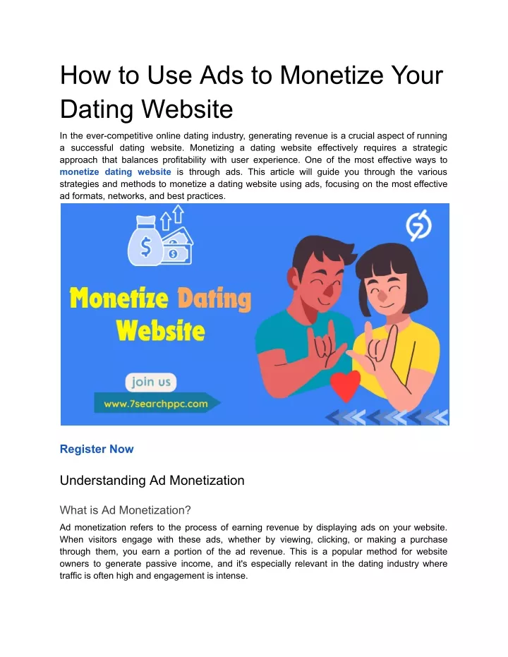 how to use ads to monetize your dating website