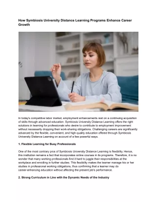 How Symbiosis University Distance Learning Programs Enhance Career Growth