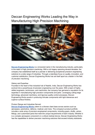 Deccan Engineering Works Leading the Way in Manufacturing High Precision Machining (1)