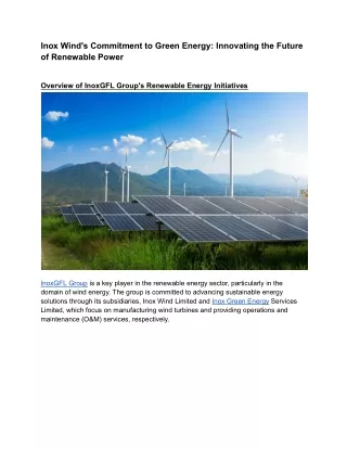 Inox Wind's Commitment to Green Energy_ Innovating the Future of Renewable Power