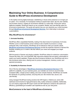 Maximizing Your Online Business_ A Comprehensive Guide to WordPress eCommerce Development