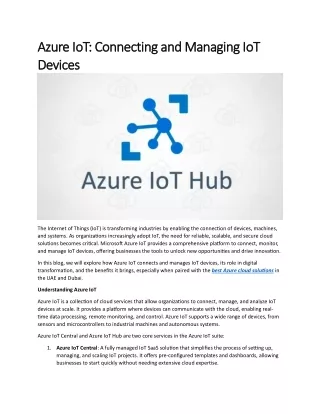 azure iot connecting and managing iot azure