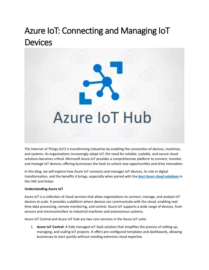 azure iot connecting and managing iot azure