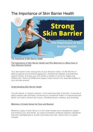 The Importance of Skin Barrier Health