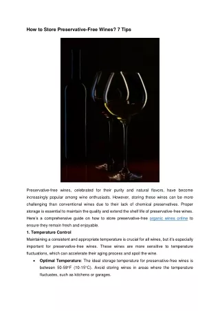 How to Store Preservative-Free Wines 7 Tips