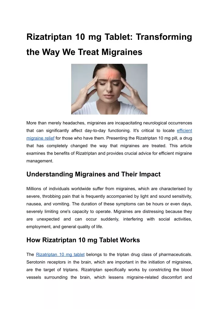 rizatriptan 10 mg tablet transforming