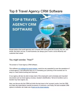 Top 8 Travel Agency CRM Software
