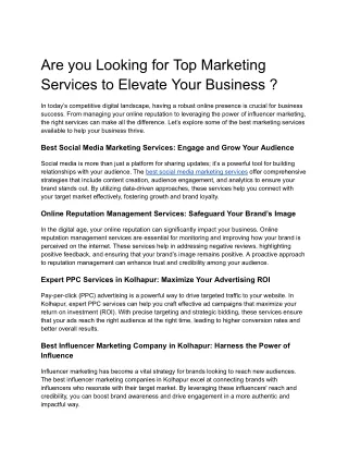 Are you Looking for Top Marketing Services to Elevate Your Business _