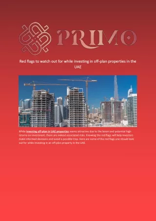 Red flags to watch out while investing in off-plan properties in UAE