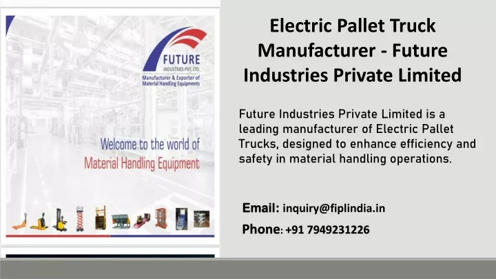 electric pallet truck manufacturer future