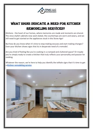 What Signs Indicate a Need for Kitchen Remodeling Services?