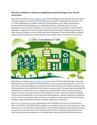 why leed certification is important highlighting