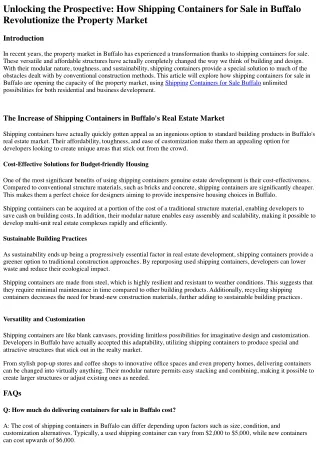 Unlocking the Prospective: How Shipping Containers for Sale in Buffalo Change th