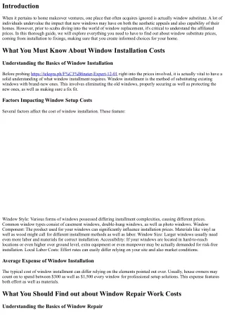 What You Should Understand About Window Substitute Prices