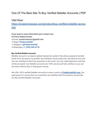Buy 100% Verified Neteller Accounts Today - PvaServiceUSA