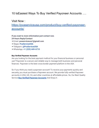 Buy Verified Payoneer Accounts For Sale In This Year