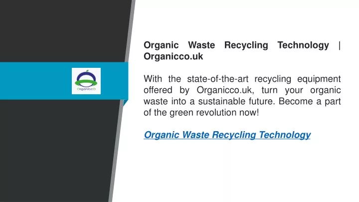 organic waste recycling technology organicco