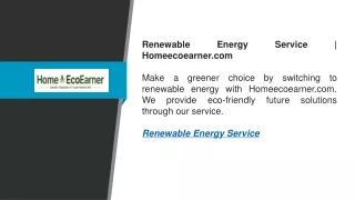 Renewable Energy Service Homeecoearner.com