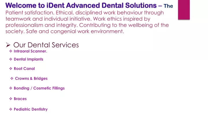 welcome to ident advanced dental solutions