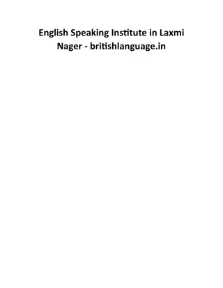 English Speaking Institute in Laxmi Nager - britishlanguage.in