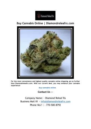 Buy Cannabis Online | Diamondreleafrx.com