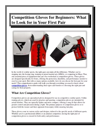 Competition Gloves for Beginners What to Look for in Your First Pair