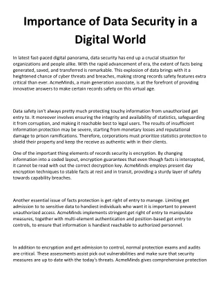 Importance of Data Security in a Digital World