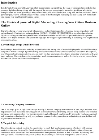 The Electrical Power of Digital Marketing: Developing Your Local Company Online